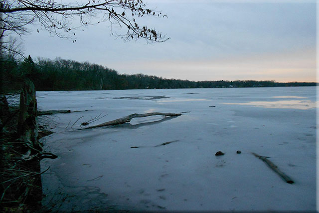 Frozen lake in Michigan